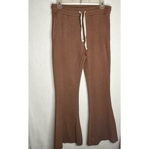 AE Waffle Super High Waisted Flare Pants Brown Lounge Boho Sz M Boho Chic Lounge